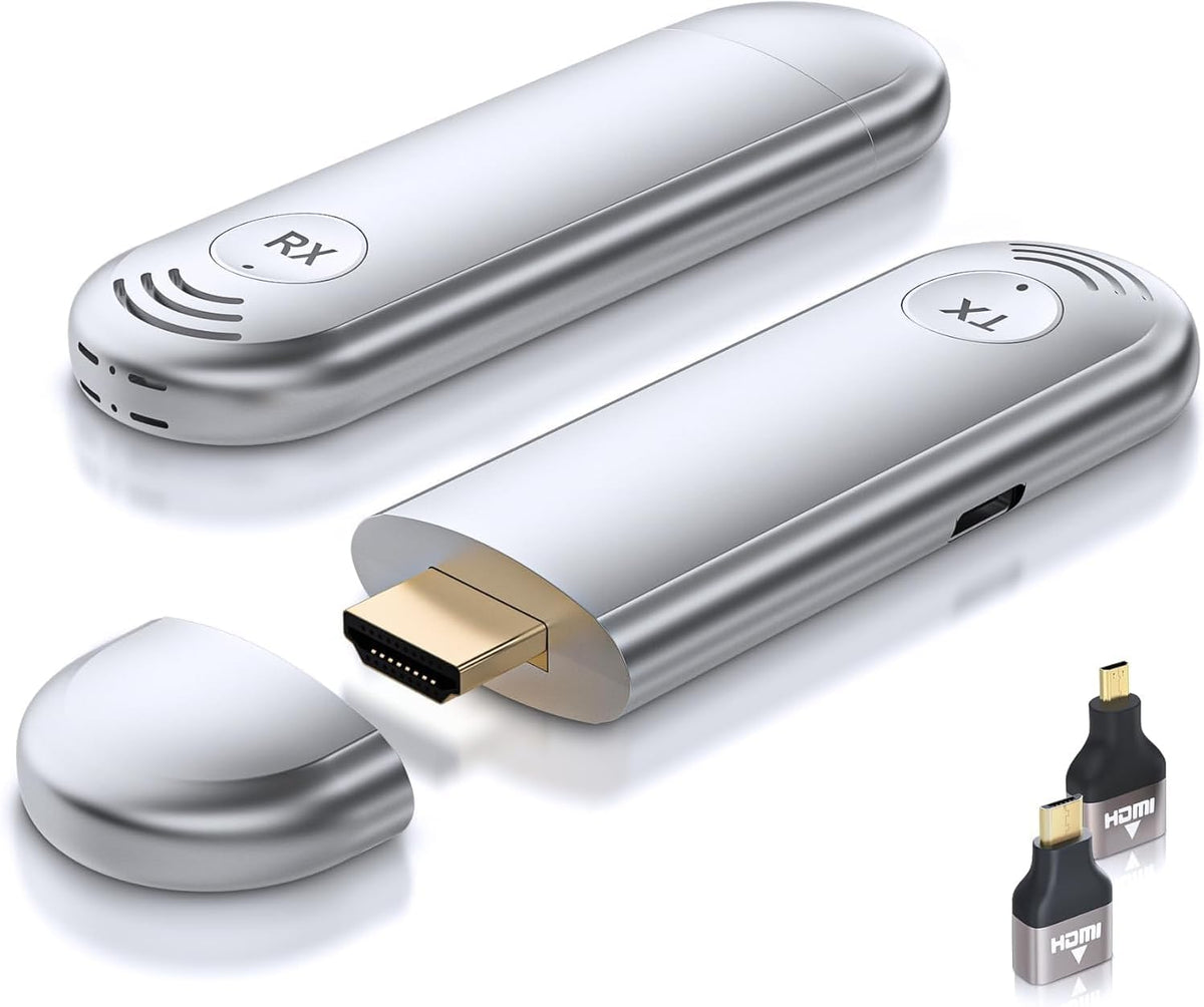 TTQ Wireless HDMI Transmitter and Receiver, Wireless HDMI Extender 4K Supported, Plug and Play, 2.4G/5G, 100FT Range, Support Laptop PC TV Box Projector Camera DV, No Need Bluetooth WiFi