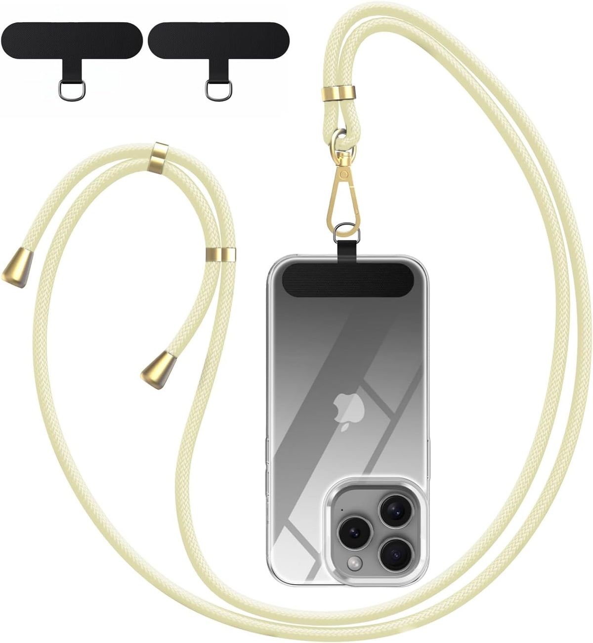 Crossbody Phone Lanyard Strap with 2 Pack Patchs, Adjustable Universal Nylon Neck Strap
