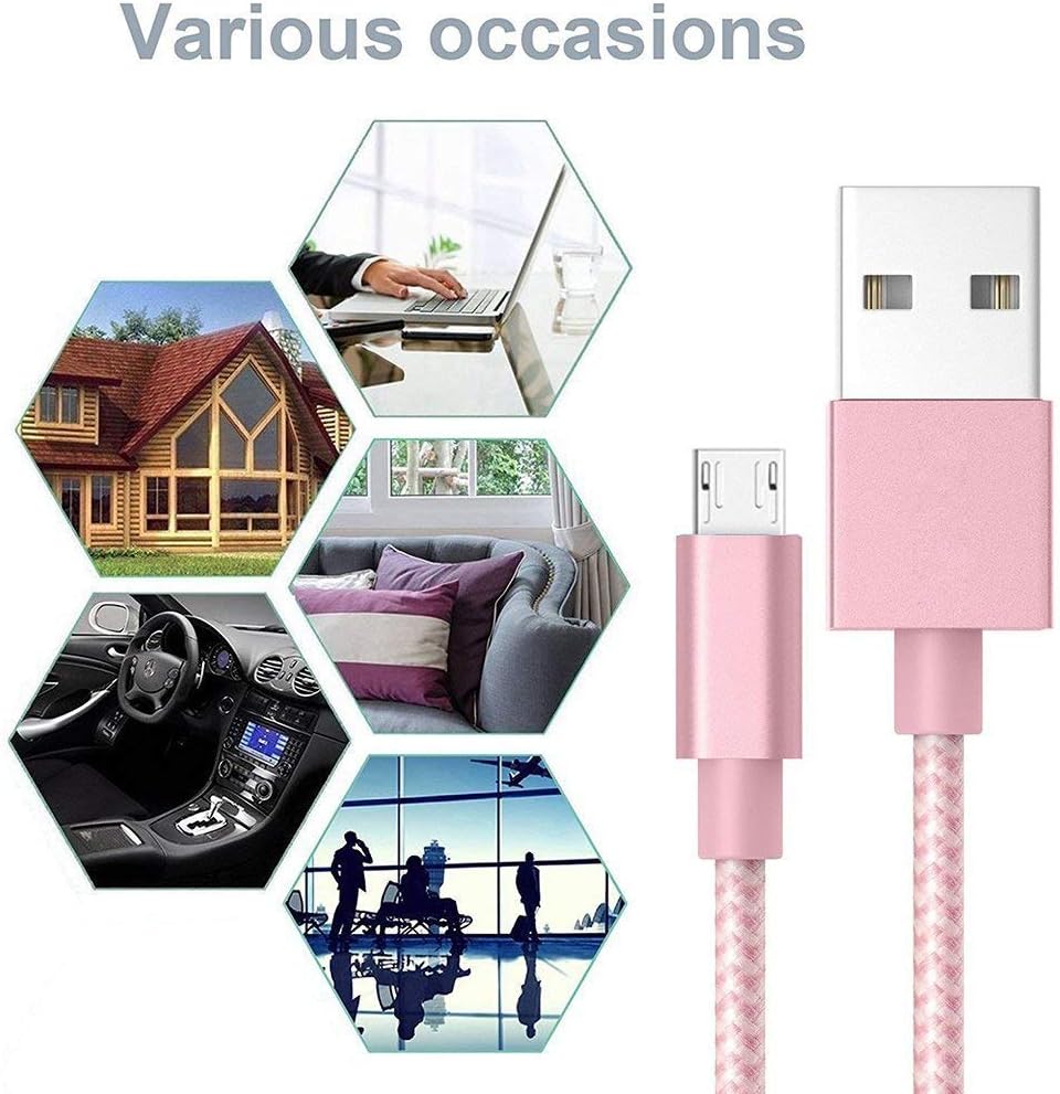 Micro USB Cable Android [2-Pack 10FT], High Speed 2.0 Charger Nylon Braided Cord for Samsung Galaxy, LG, HTC,