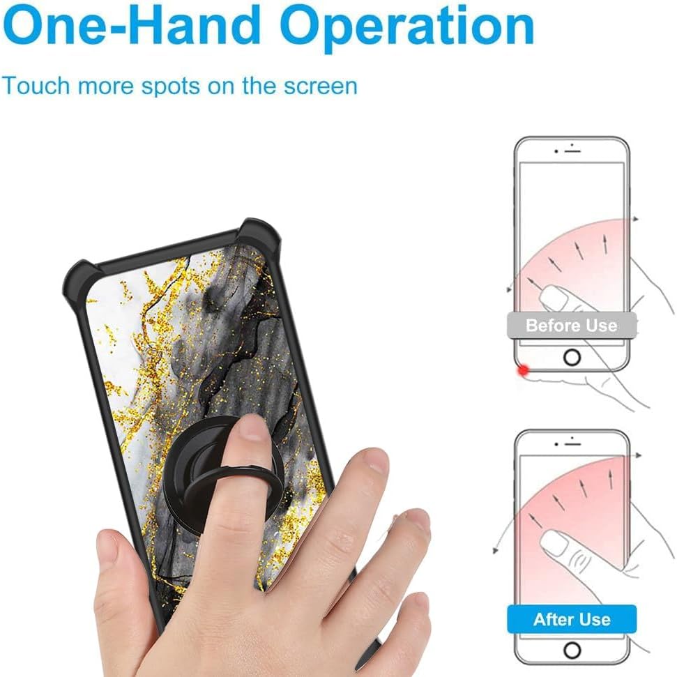 Vortex CG65 Phone Case Cover Compatible with Vortex CG65 [Hard PC + Soft Silicone][Ring Support] [Gold Glitter+Luminous]