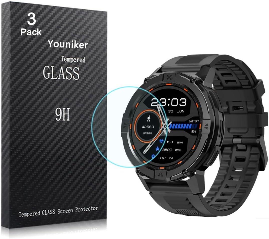 3 Pack Tempered Glass Screen Protector for Carbinox X-Ranger Smart Watch, Anti-Scratch Foils Glass