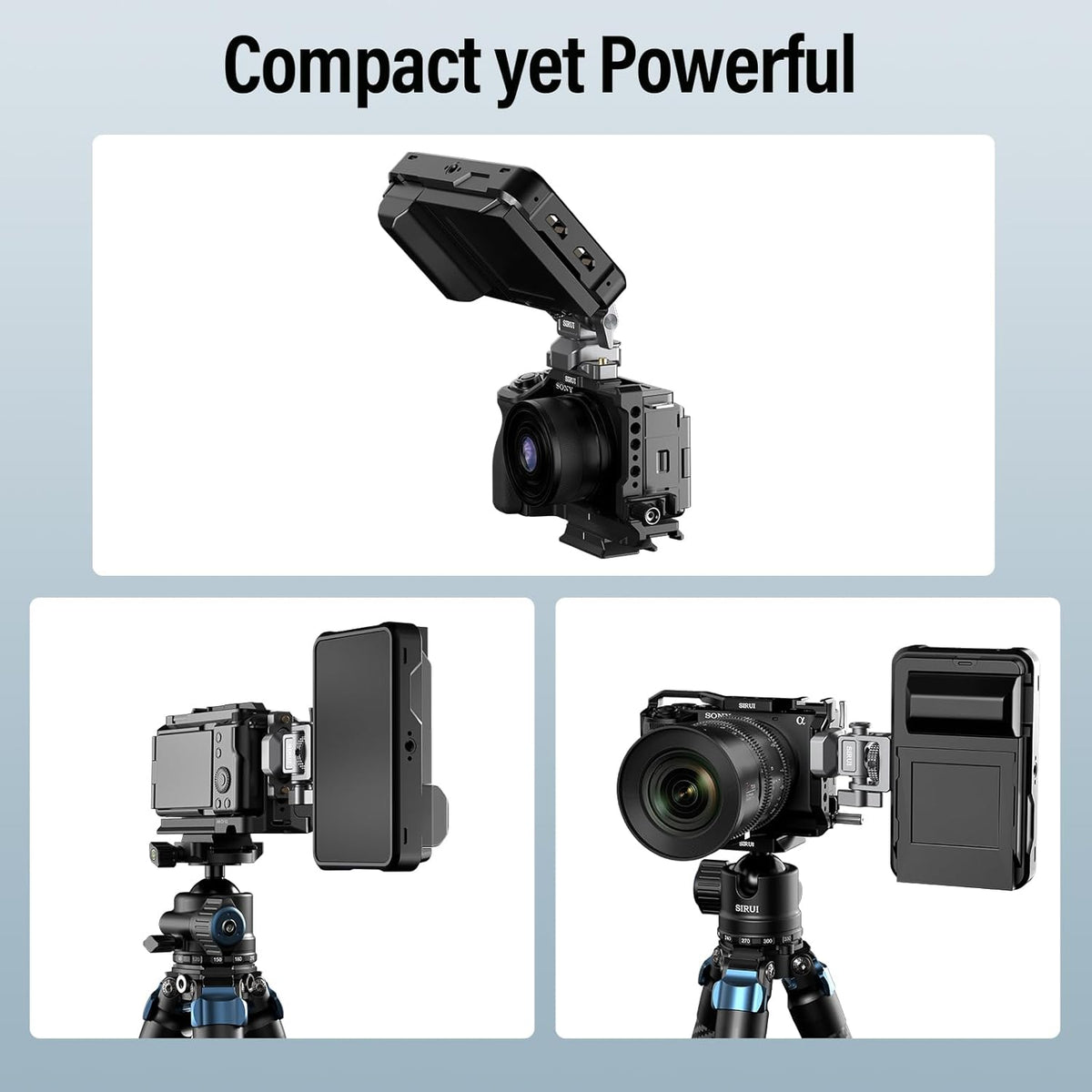 SIRUI Camera Monitor Holder with NATO System Mount, 360° Swivel and 180° Tilt for 5” and 7” Monitors, AM-MTN