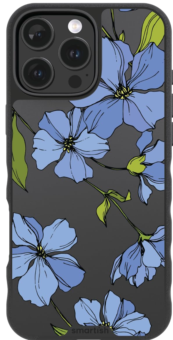 Smartish - Blue Blossoms - Iphone 16 Pro Max Slim Case - Gripmunk [Lightweight + Protective] Thin Cover - Fits Iphone 16 Pro Max