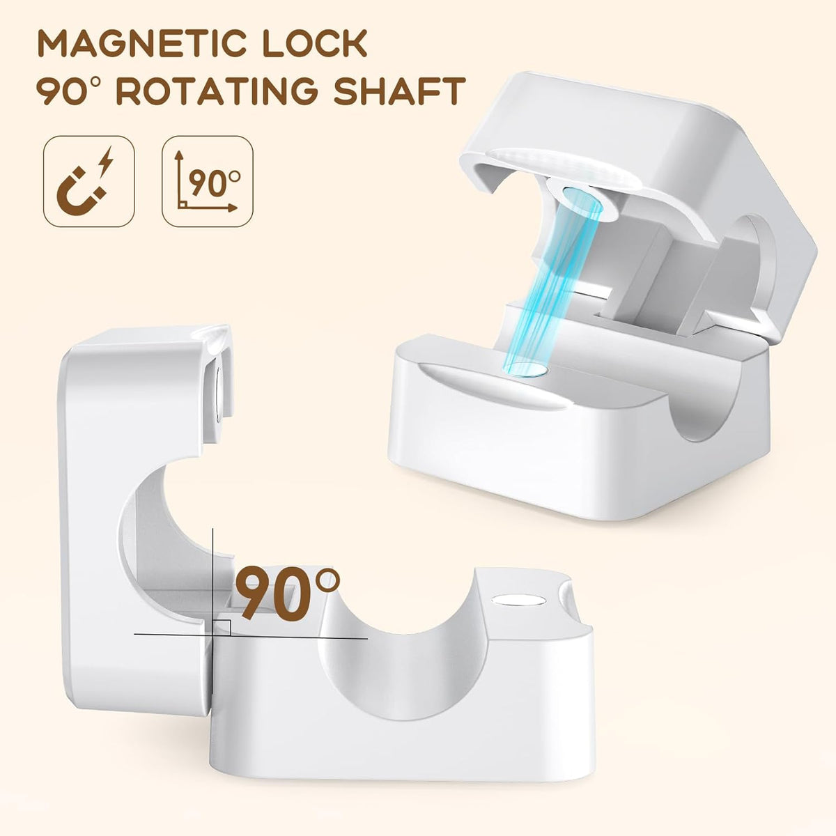 Flycoco 6 Pack Magnetic Cord Organizer, Cable Management Clips for Desk, Phone Charging Cable Storage Holder (White)