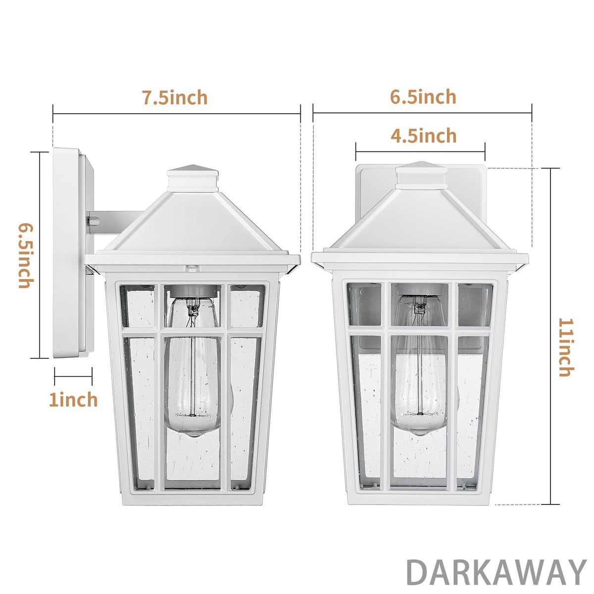 Darkaway Outdoor Sconce Lights Wall Light Fixtures, Front Porch Light Outdoor Wall Anti-Rust Waterproof Aluminum with Glass Exterior Light Fixture