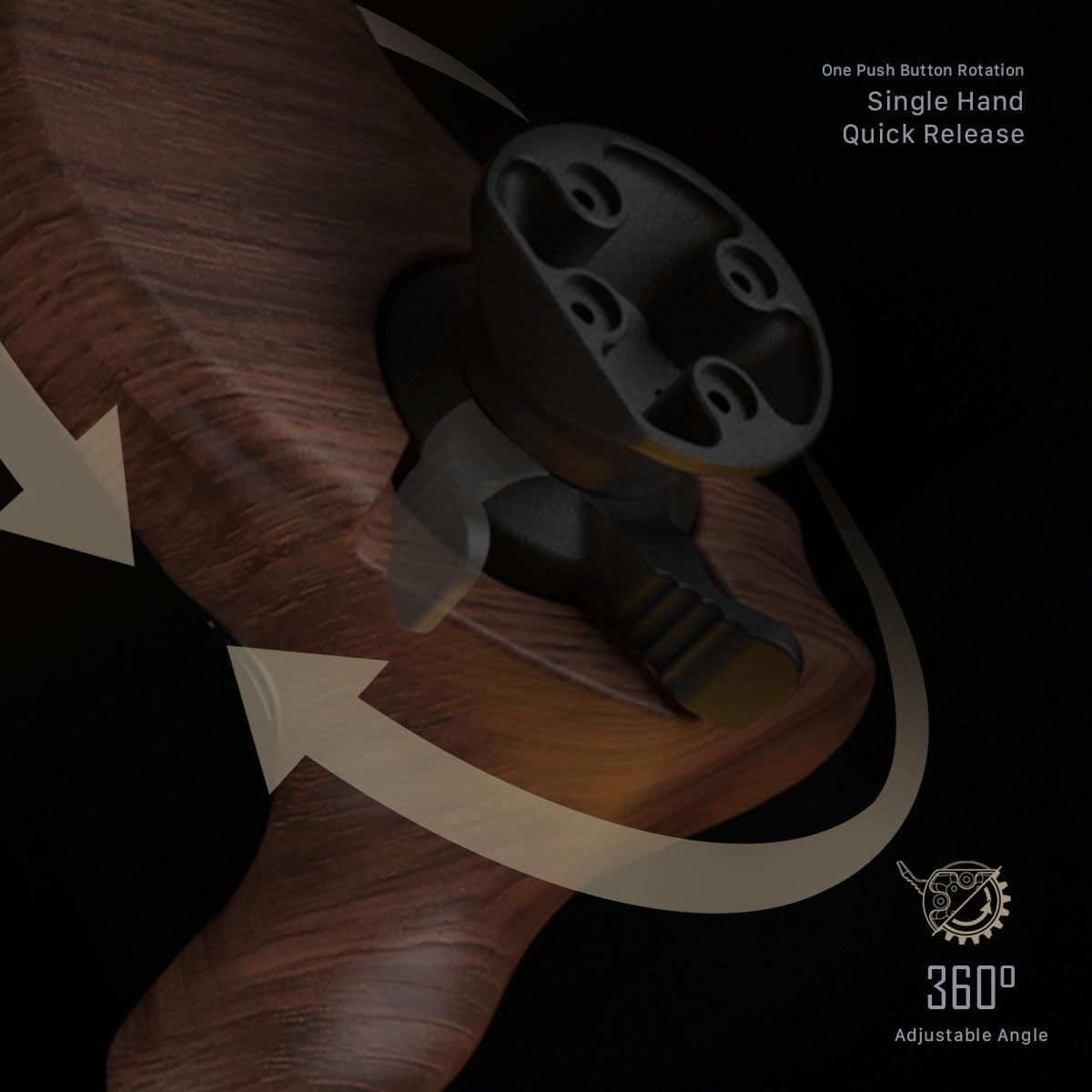 Tilta Advanced Left Side Wooden Handle (1/4-20" with Locating Pins - Type XI) | Black Walnut Wood & Aluminum Alloy Build | Quick Release Button