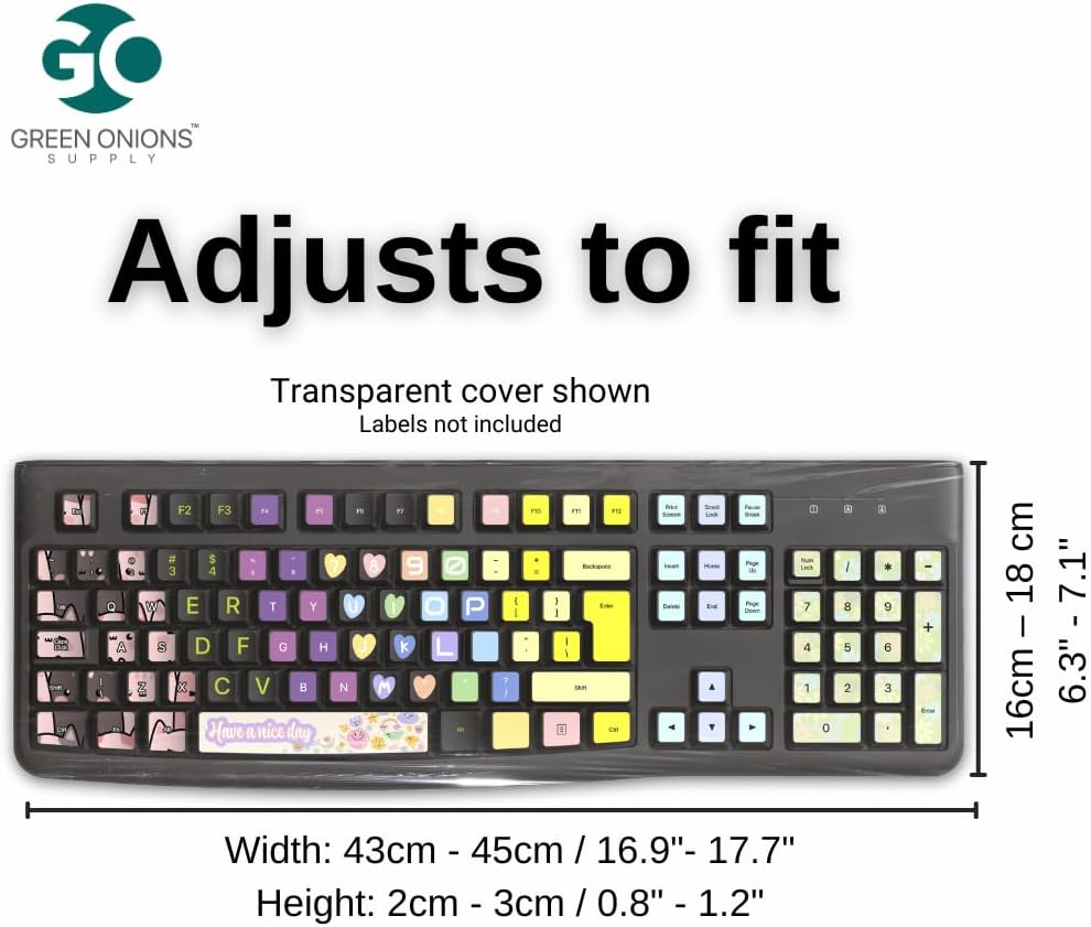 Universal Keyboard Cap by Green Onions Supply [20-Pack] – Ultra Thin 0.025mm Flat Keyboard Cover for Desktop with Numeric Keypad – Waterproof & Dustproof – Ideal for Hospital & Dental Use