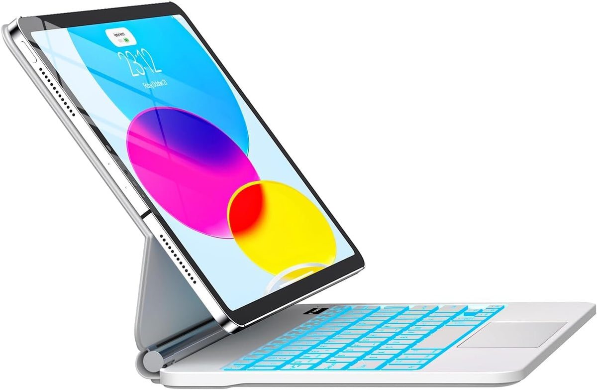 for iPad 11th (A16) & 10th Generation Case with Keyboard – Magic-Style Magnetic – Floating Cantilever Stand - Multi-Touch Trackpad Keyboard Case for iPad 11 inch 2025&10th Gen 10.9 inch (White)
