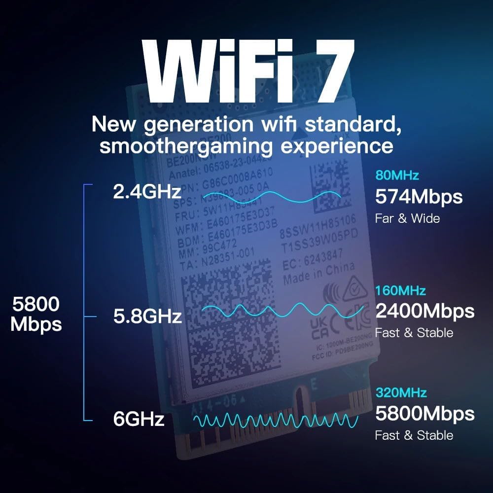 New 5.8 Gbps Wi-Fi 7 Bluetooth 5.4 PCI-E Adapter Intel BE200 Card 2.4/5/6 GHz 802.11be for Windows 11 PC Desktop