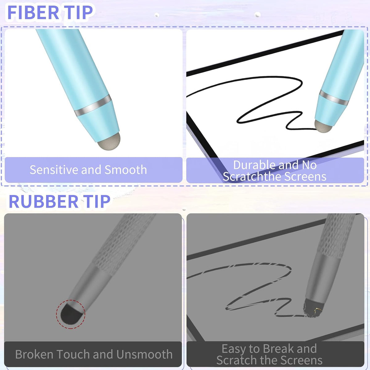 Stylus Pens for Touch Screens (3 Pcs), High Sensitivity Fiber Tips Capacitive Stylus for iPad, iPhone, Tablets, Samsung