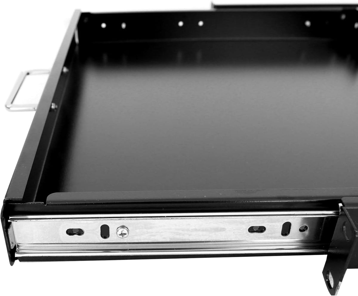 1U Keyboard Drawer 19in Sliding Keyboard Tray 17.75in Deep -Depth After Extension 26.75in with Cable Manager for Server Rack/Cabinet/Thickened Cold Rolled Steel GLOBALRACK 1U Drawer,17-26