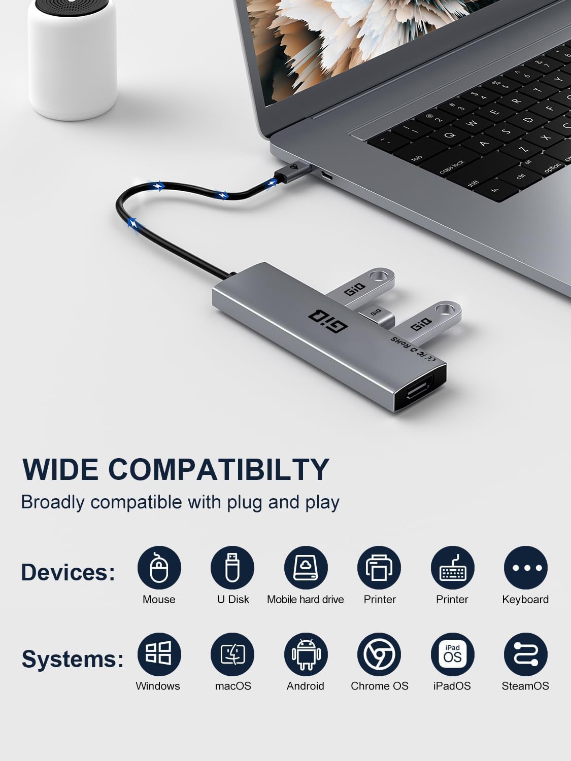 Giq M1 USB Docking Station USB C HUB USB C to HDMI Adapter Triple Display USB C Laptop Docking Station Compatible