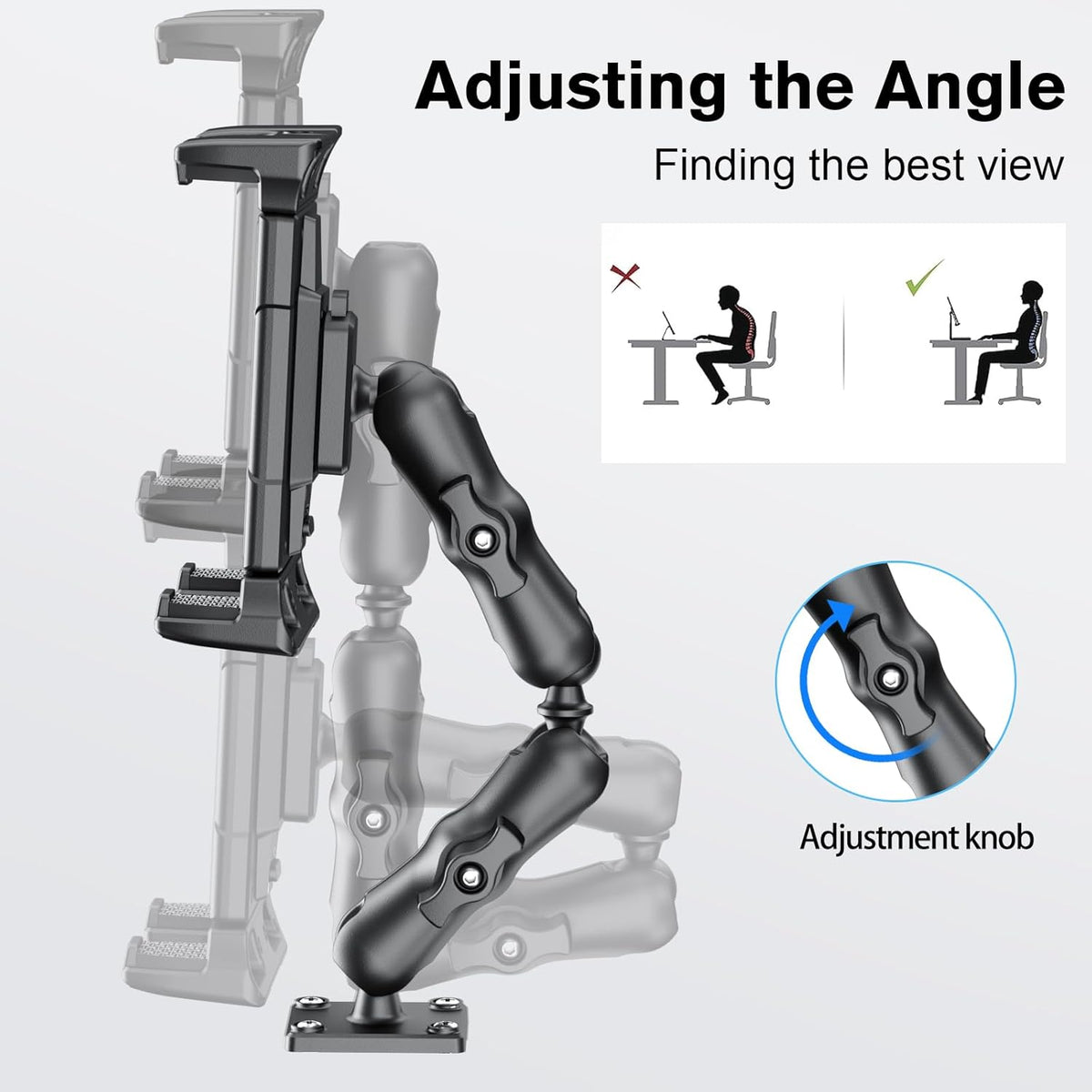 OHLPRO Tablet Mount for Truck - Heavy Duty Drill Base - Tablet Holder for Car Dashboard, iPad Holder for All 5"-13" iPad Pro Samsung Galaxy Kindle fire Tablets and Car Wall Desk etc.