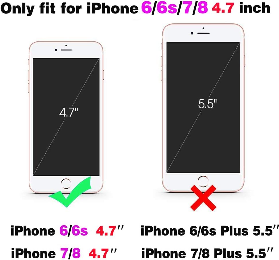 Asuwish Hybrid Phone Case for iPhone 7/8/SE 2020/2022, Gray, with Screen Protector & Credit Card Holder Slot.