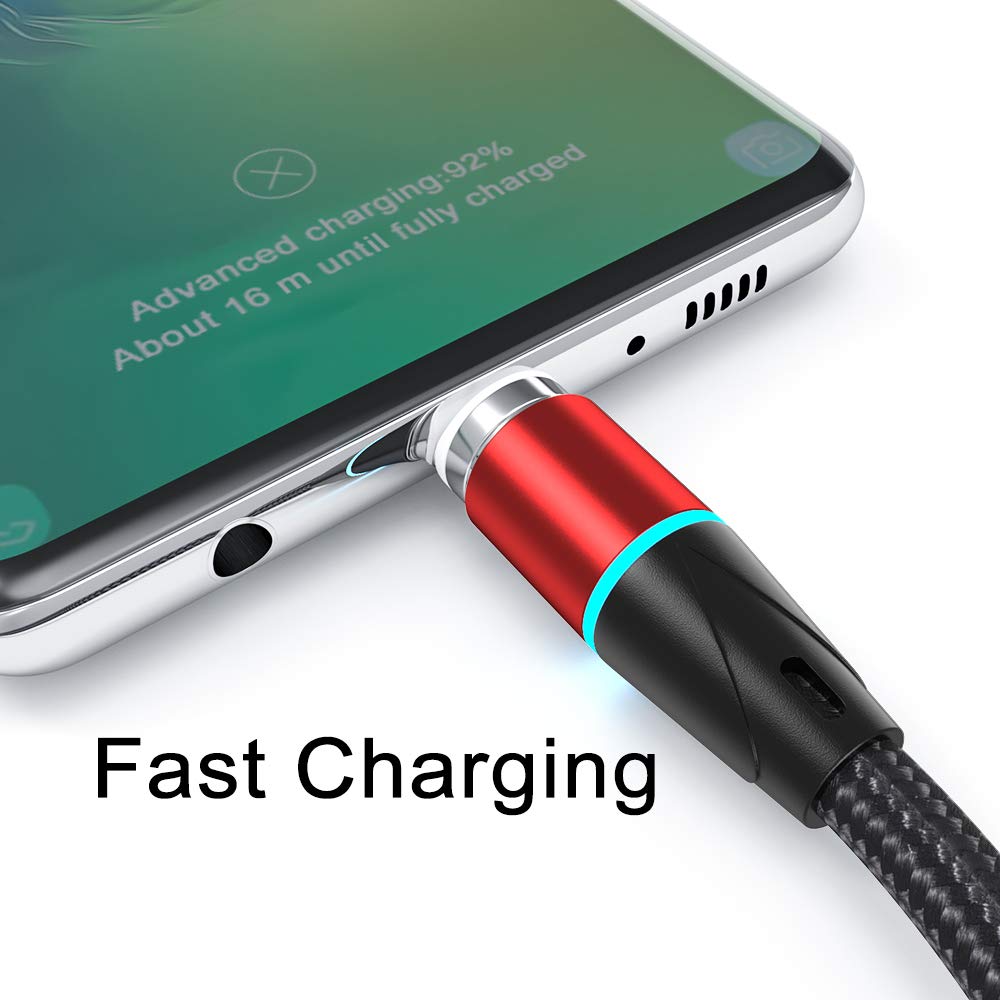 N. NETDOT Gen12 Micro-USB and USB-C [3 pack, 6.6ft red] - Magnetic Fast Charging Data Transfer Cable