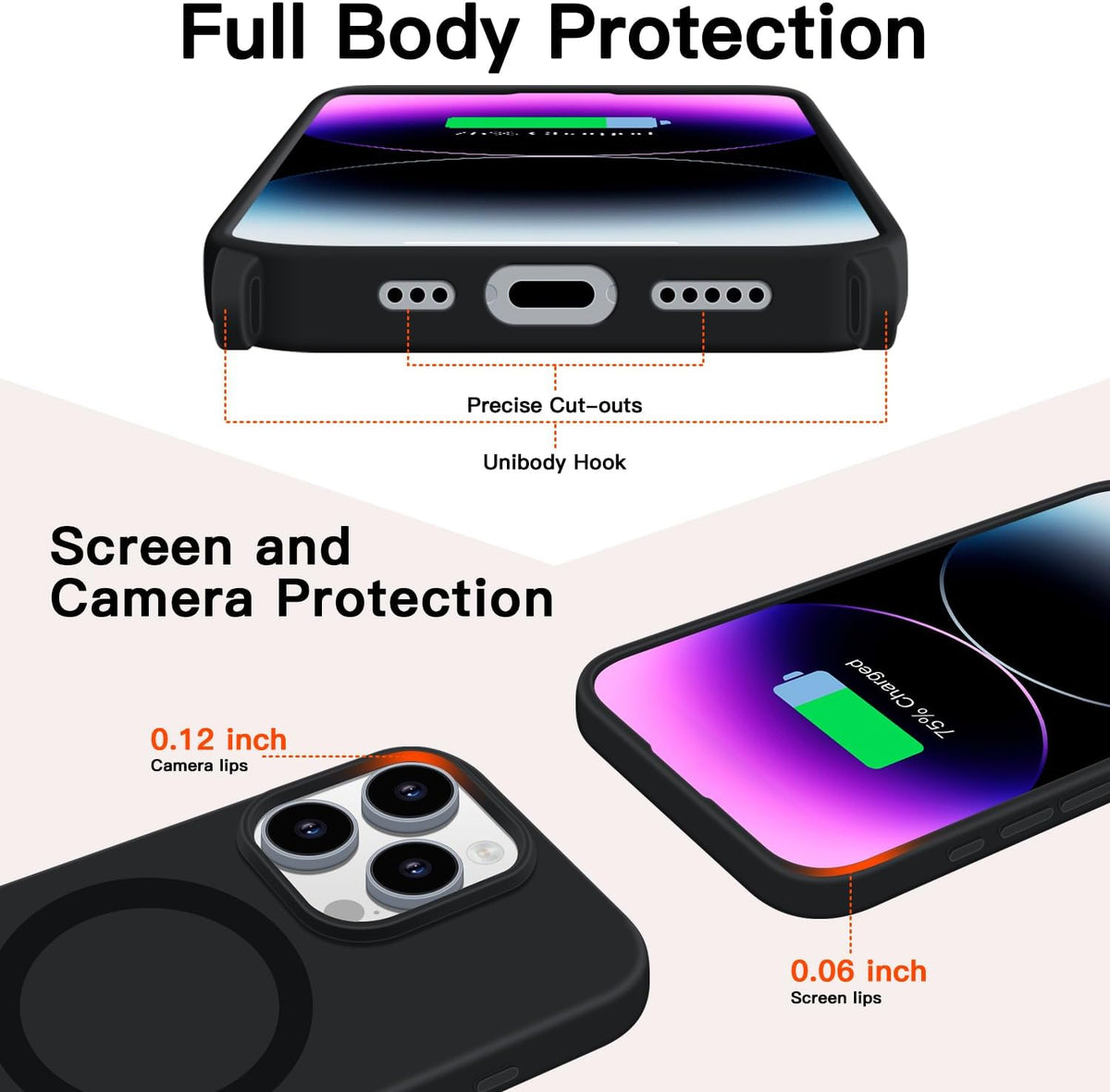 for iPhone 15 Pro Case with Lanyard [Compatible with MagSafe], Crossbody Phone Case with Neck Strap Adjustable, Magnetic Phone Cover for iPhone 15 Pro 6.1'' Black