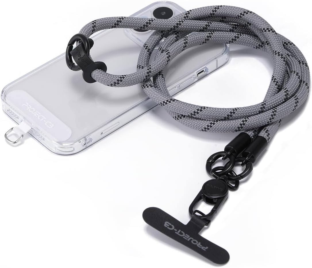 project-cb Phone Lanyard×1,Phone Tether Tab×2, Crossbody Cell Phone Lanyard,Rope Lanyard,Universal Adjustable Phone Strap(Gray)