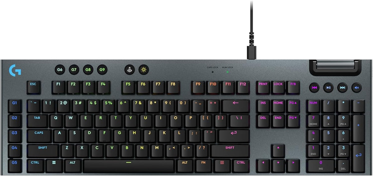 Logitech G915 X Wired Mechanical Gaming Keyboard, Double-Shot PBT Keycaps, Fully Programmable Keys, RGB Backlit Mac/PC Gaming Keyboards, Aluminum Finish, GL Tactile Switches, Black
