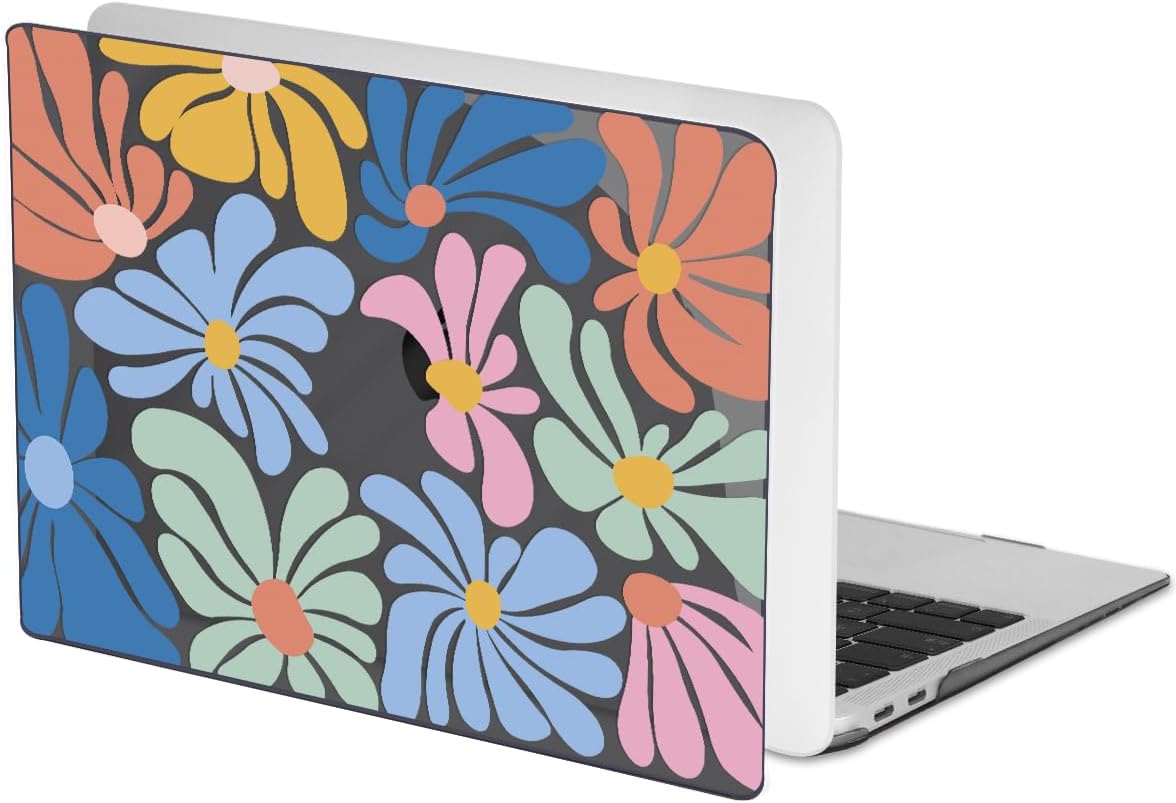 for MacBook Pro 13 inch Case 2022 2021-2016 Release A2338 M2/M1 A2251 A2289 A2159 A1989 A1706 Touch Bar, Pattern Plastic Hard Shell & Keyboard Cover & Screen Film, Colorful Flowers Black