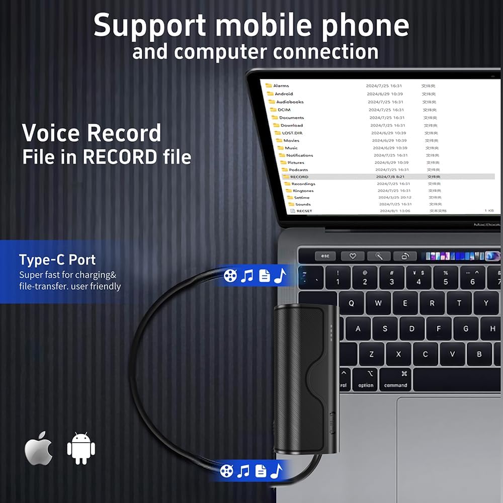 128G Magnetic Voice Recorder with Really AI-Intelligent Triple Noise Reduction,35 Days Continuous Recording Device,Voice Activated Audio Recorder,Digital Voice Recorder Meetings/Interviews/Classroom