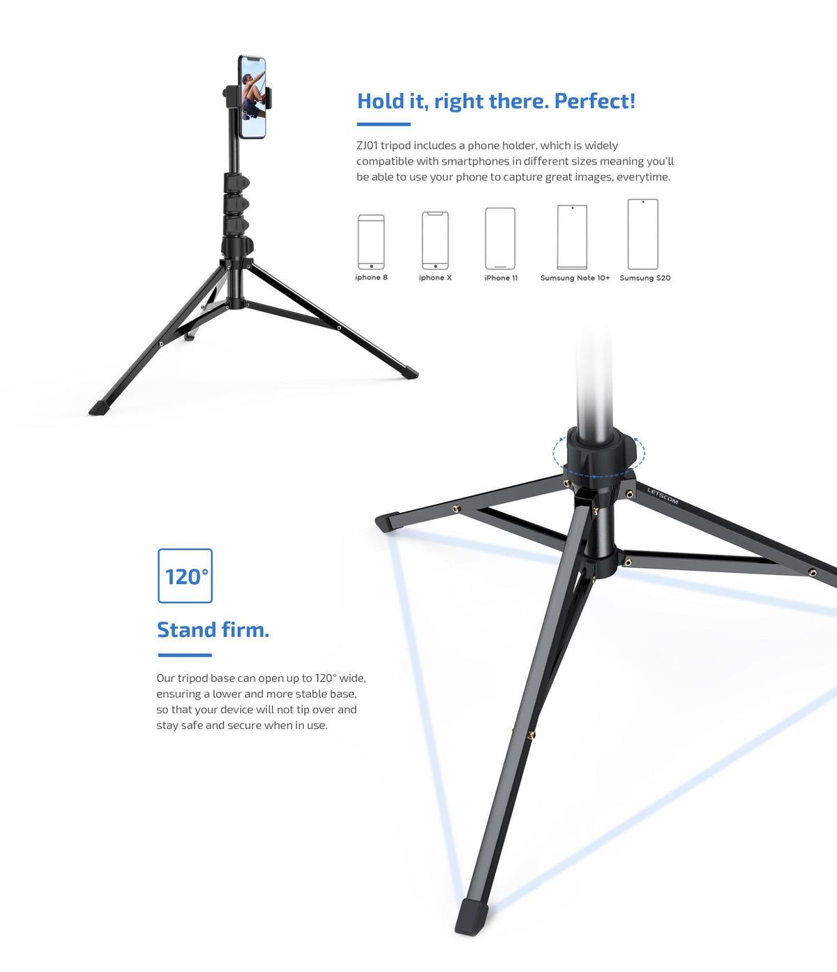 Tripod Selfie Stick Wireless Monopod Compatible with Samsung Galaxy S24/S23/S21/S20 FE (Fan Edition), Remote Shutter Built-in Self-Portrait Extendable