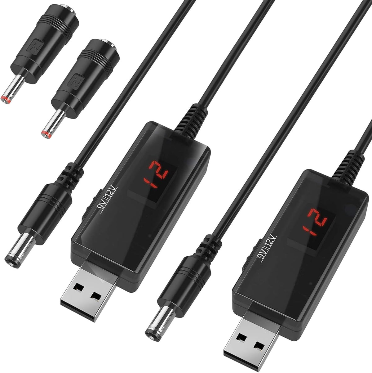 DROK USB to 9V Adapter, 5V to 12V Step Up Converter, USB to 12V DC Power Cable Voltage Regulator 1A