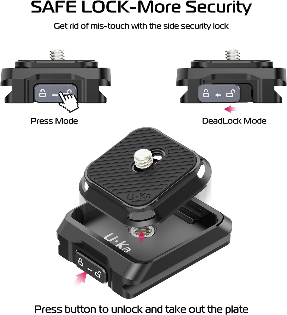 ULANZI UKA01 Quick Release Plate Kit, Arcac/F38 Interface Camera Quick Release Plate Mount Quick Setup w/ 1/4" to 3/8" Screw Thread Gimbles Sliders Tripods Adapter for Sony/Nikon/DJI/Fuji