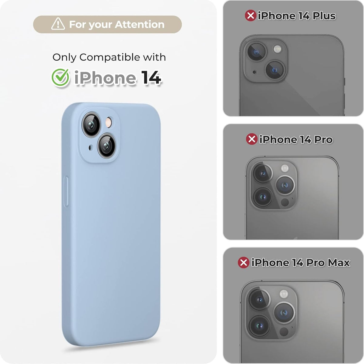 GOODVISH 3 in 1 Liquid Silicone Case for iPhone 14 (6.1") - Shockproof, Anti-Scratch, Upgraded Camera Protection, Blue