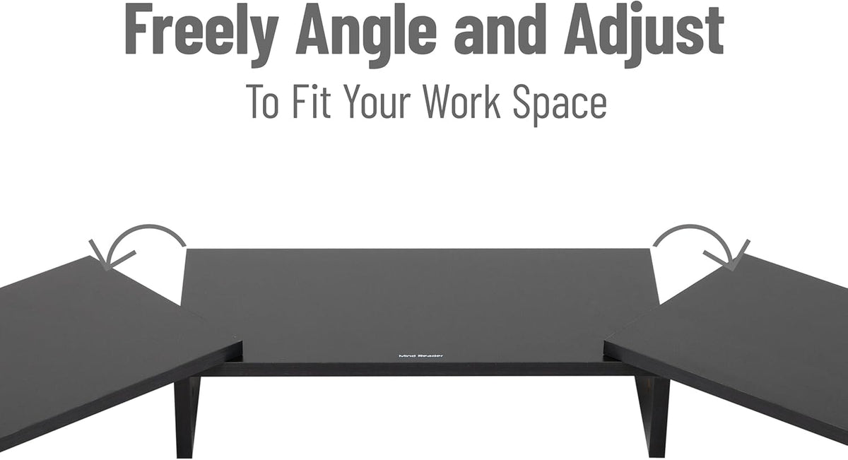 Mind Reader Dual Monitor Stand, Height Adjustable Desktop Organizer, Laptop Riser, 51.25" L x 9.25" W x 4.75" H, Black