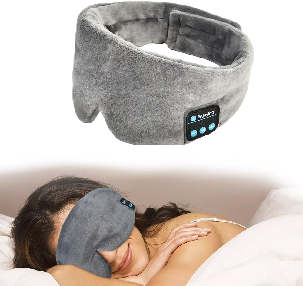 Soft Sleep Eye Mask Bluetooth Headphones, Adjustable Sleep Headband for Sleeping Meditation Insomnia, Wireless Music