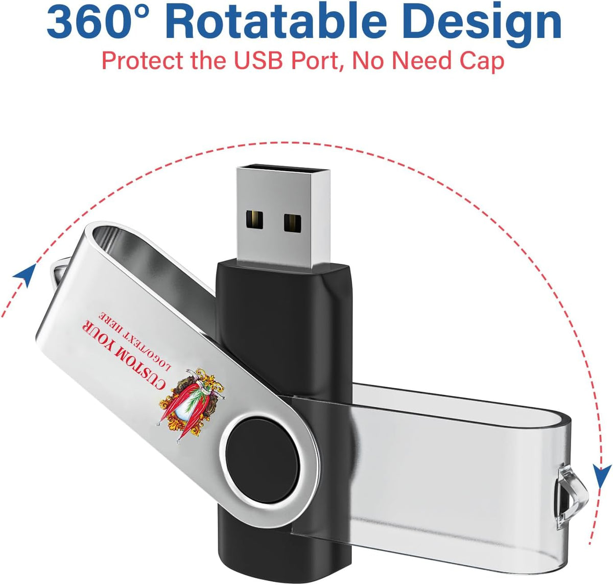 Personalized Flash Drives 512MB, Wooolken Customizable USB 2.0 Thumb Drives 10/20/50/100 Pack, Logo Memory Stick Custom Flash Drive Engraved Logo (Mixcolors)
