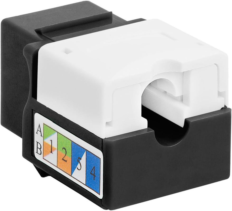 Cmple - Cat6 Keystone Jack Insert Punch Down RJ45 Connectors RJ45 90 Degree Female for Wall Plates, Patch Panels, Patch Cables, Ethernet Cables - Black
