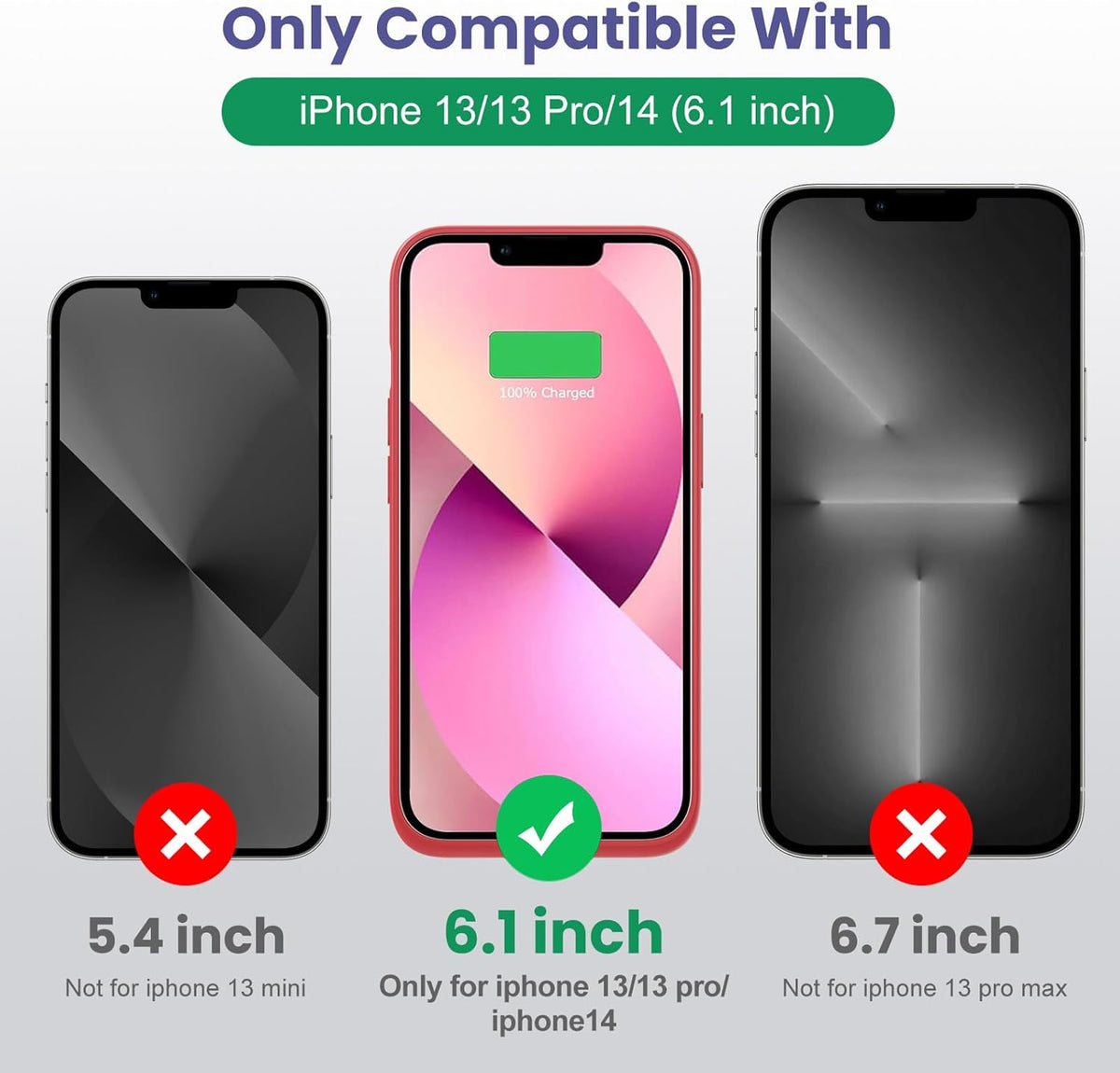 [2024 Upgraded] Battery Case for iPhone 14/13/13 Pro (6.1 Inch), 7500mAh Ultra-Slim Portable Extended Charger Case (Red)