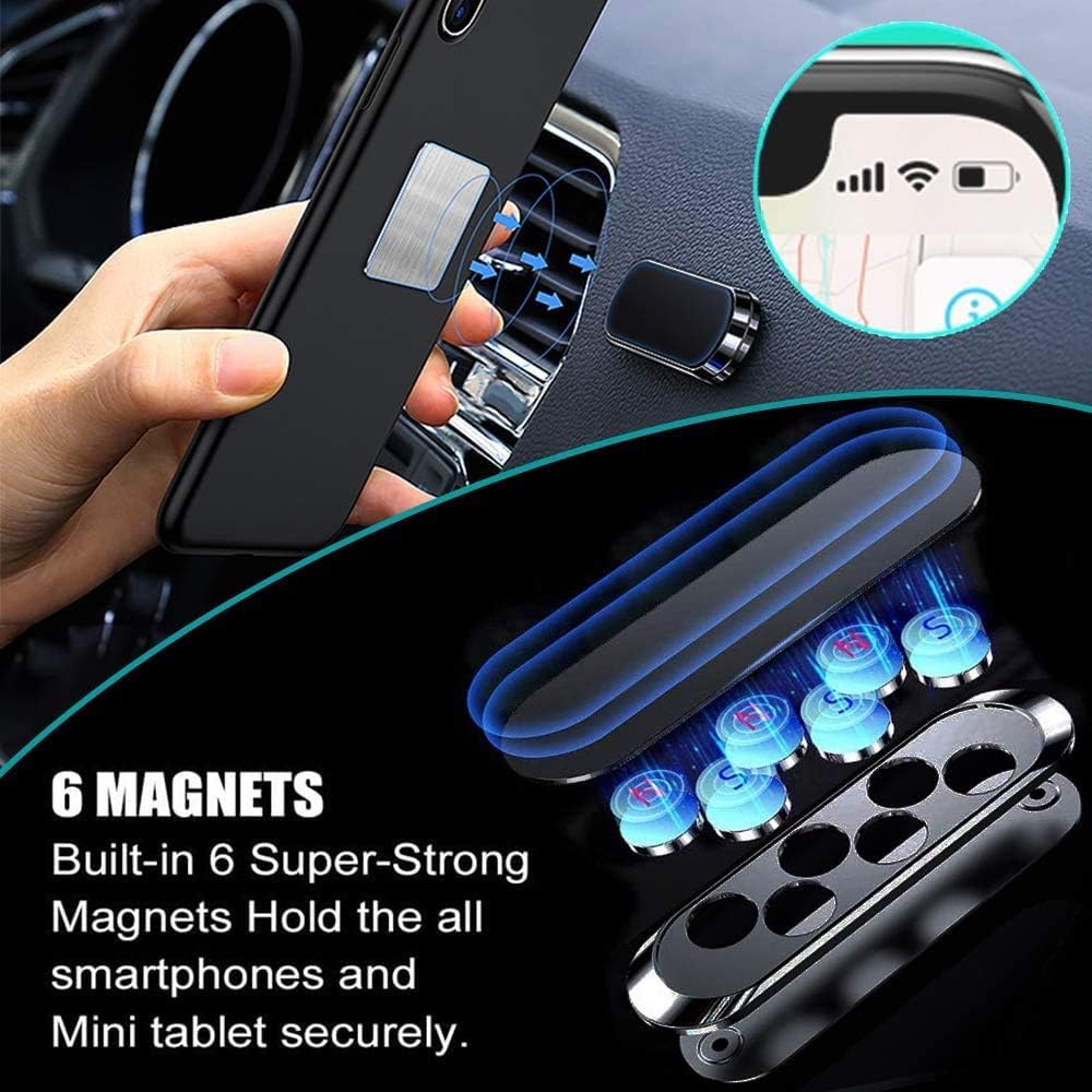 SALEX Flat Magnetic Phone Mounts 2 Pack, Black & Silver Cell Phone Holder for Car Dashboard and Wall Mount