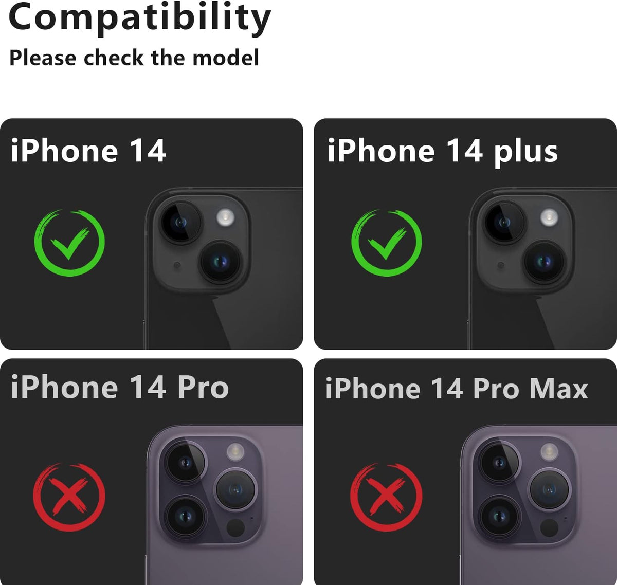 2 Pack Camera Lens Protector for iPhone 14/iPhone 14 Plus, Anti Scratch HD Tempered Glass Cover, Aluminum Alloy Case