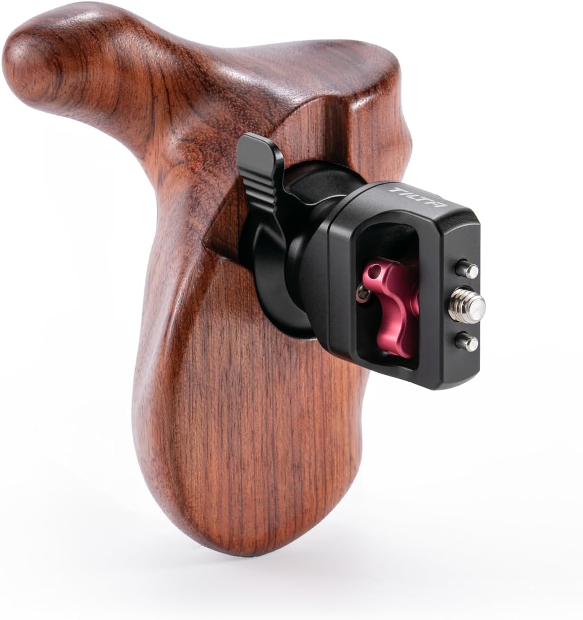 Tilta Advanced Left Side Wooden Handle (1/4-20" with Locating Pins - Type XI) | Black Walnut Wood & Aluminum Alloy Build | Quick Release Button