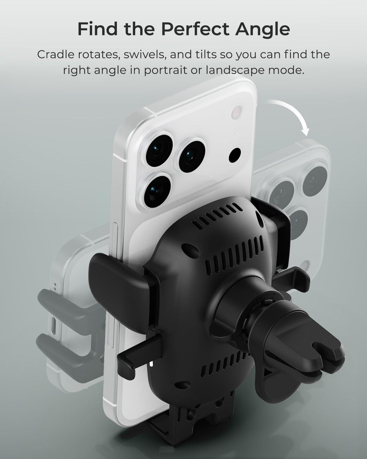 iOttie Easy One Touch Wireless 3 Air Vent Car Mount, Qi Fast Charging Phone Holder, One-Handed Auto Clamp, Secure Vent Clip, Adjustable Viewing