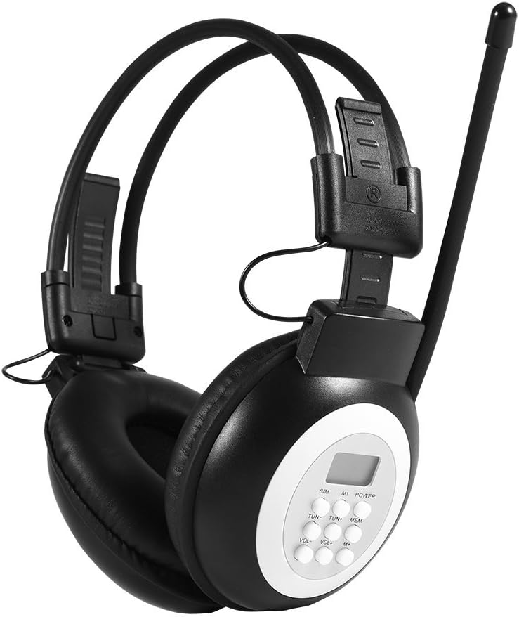 MP3/FM HiFi Headset FM Radio with LCD, Over Ear Foldable Wireless/Wired Headphone Noise-Cancelling