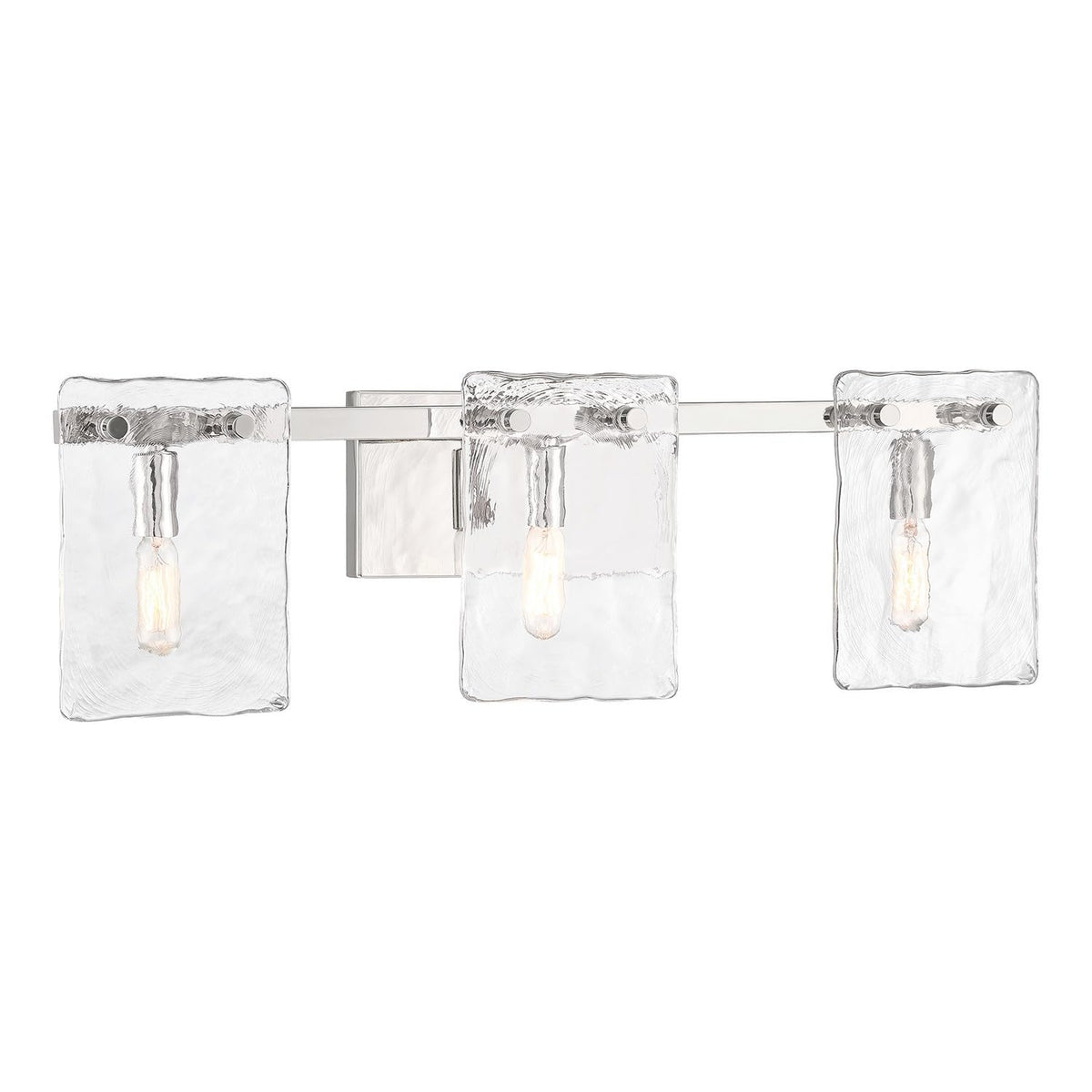 Savoy House 8-8204-3-109 Genry Coastal Farmhouse Handmade Water Glass Bathroom Vanity Wall Light, 3-Light 180 Total Watts, 8" H x 25" W, Polished