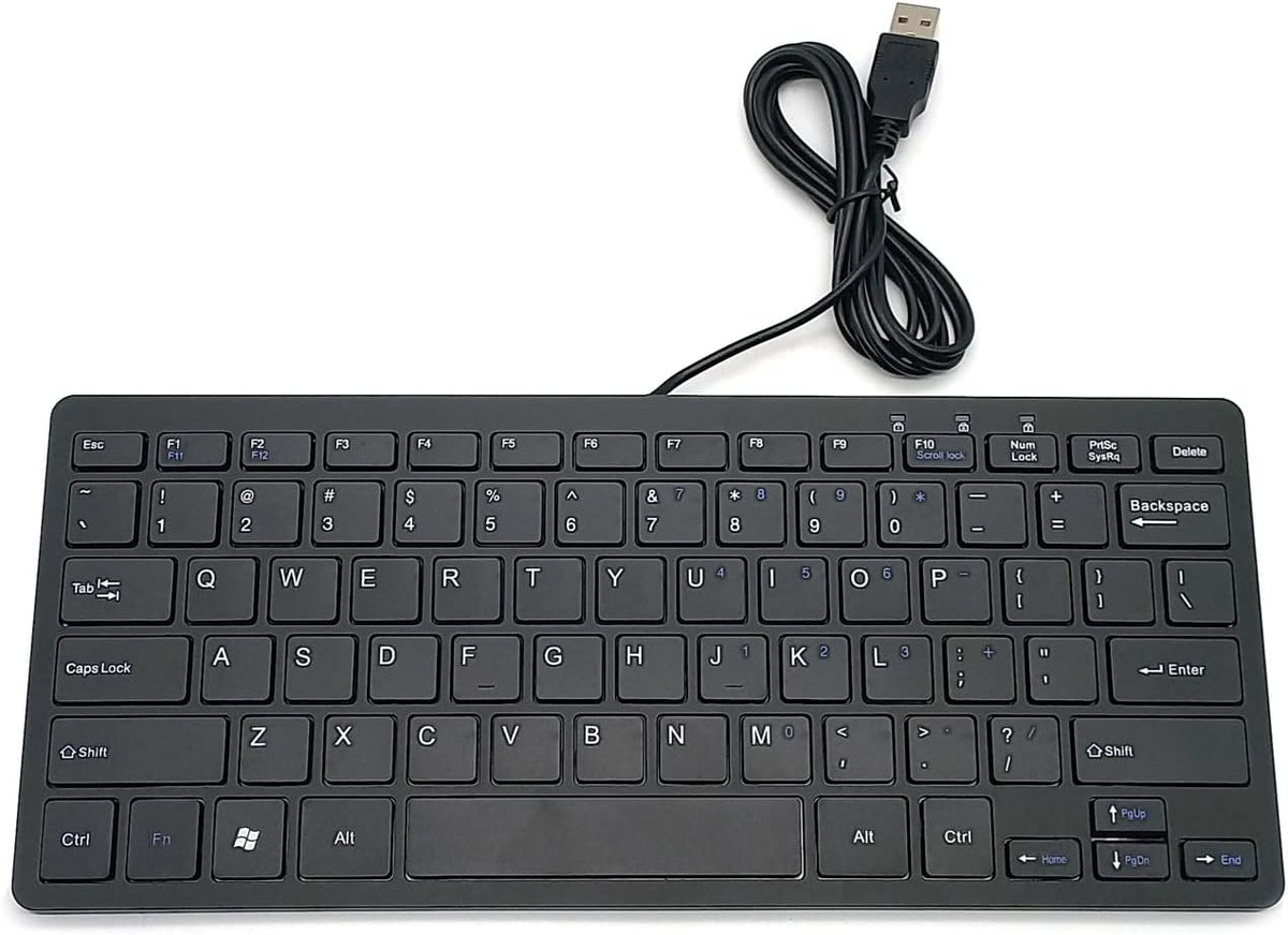 Mini Wired Keyboard (English), Ultra Thin Portable 78 Keys USB Multimedia for Desktop, Laptop, Windows