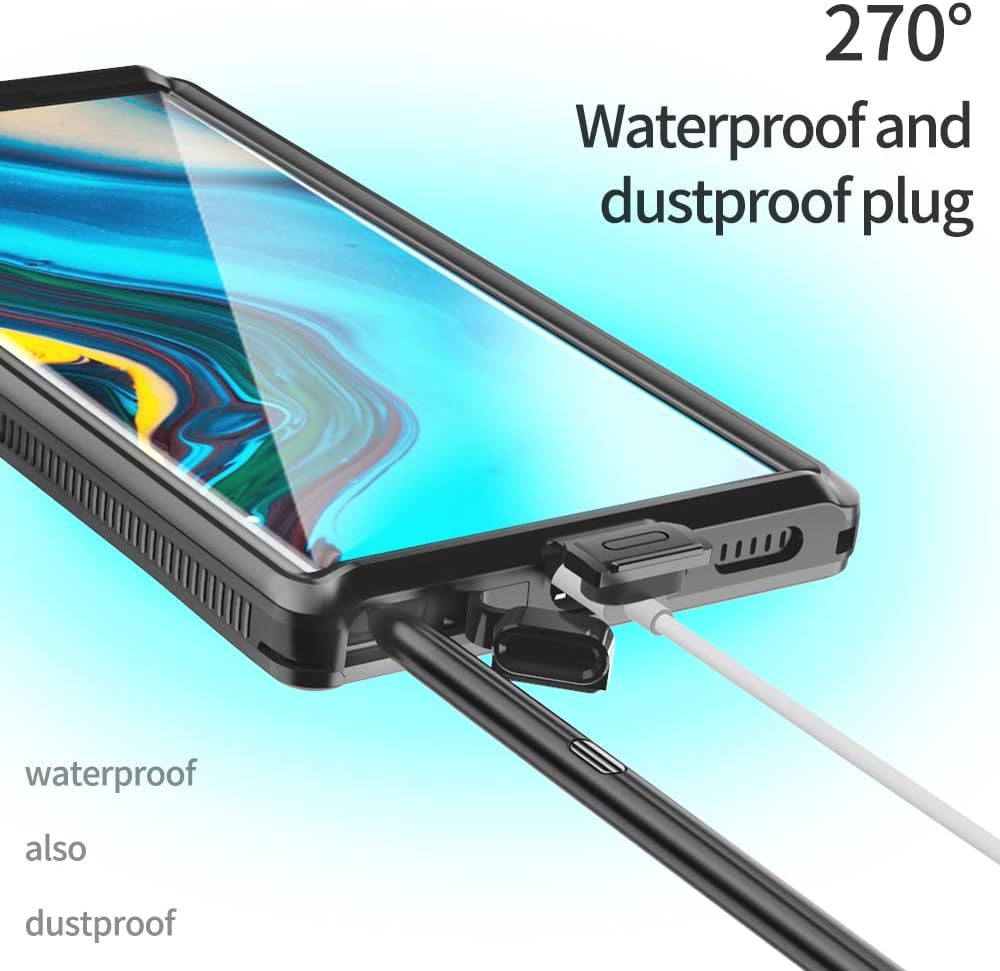 Designed for Galaxy S23 Ultra, Waterproof Case with Built-in Screen Protector, Full Body Shockproof Rugged Black