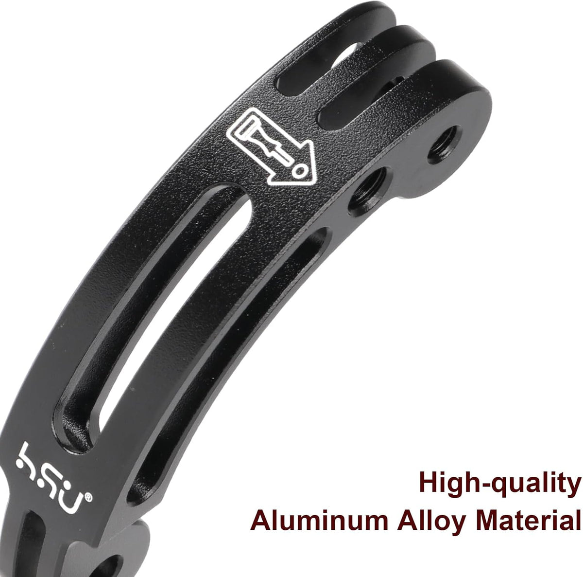 HSU Aluminum Alloy Curved Extension Arm (3”) Metal Pole Mount Helmet Stick Extension Arm Mount for Hero 13/12/11/10/9/8/7/6 Black, DJI Osmo Action 4/3 and More Action Cameras (Black)