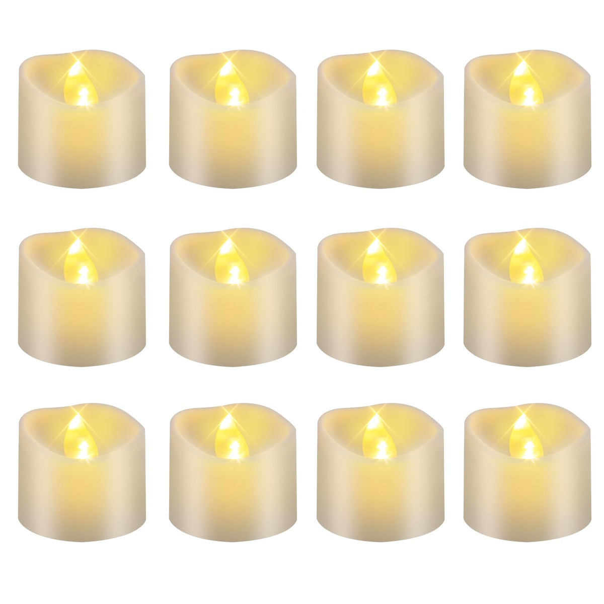 Windshell Warm White Flickering Flame Led Tea Lights, Auto 6H Timer (No Remote), Battery Operated Flameless Tealight Candles For