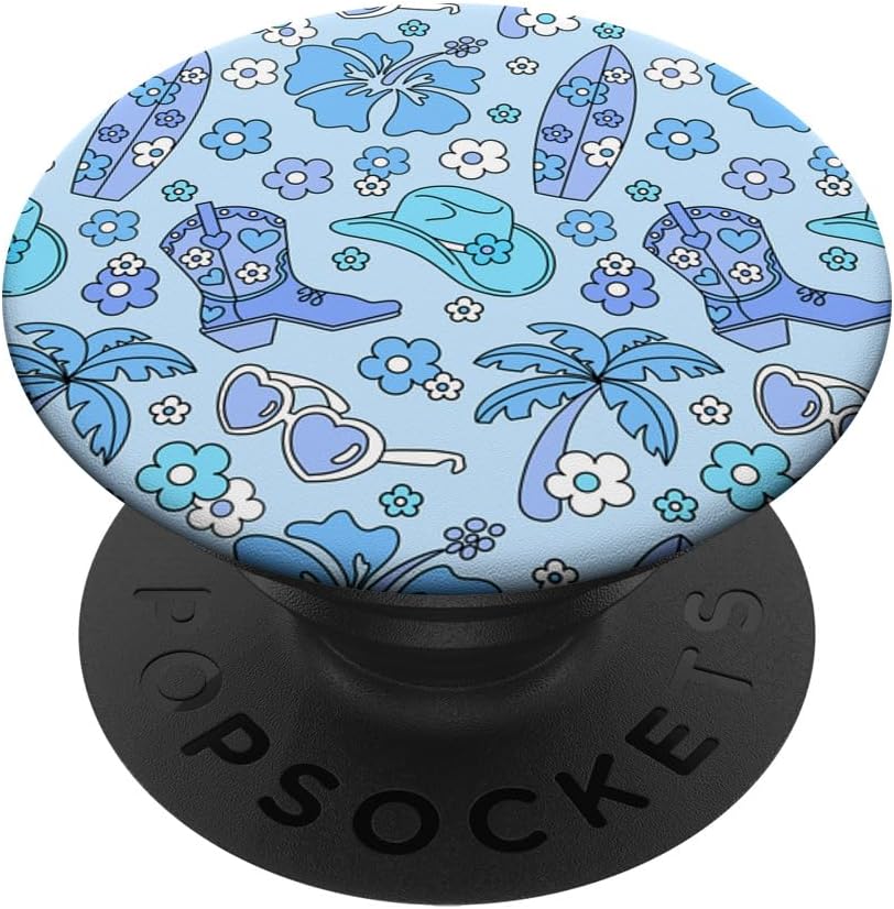 Pastel Cowboy Boot Hat Pattern Coastal Cowgirl Aesthetic PopSockets Standard PopGrip