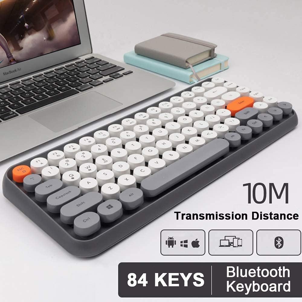 FELICON Wireless Bluetooth Keyboard, Portable Mini 84-Key Typewriter Keyboard for Android, iPad, Windows, Dark