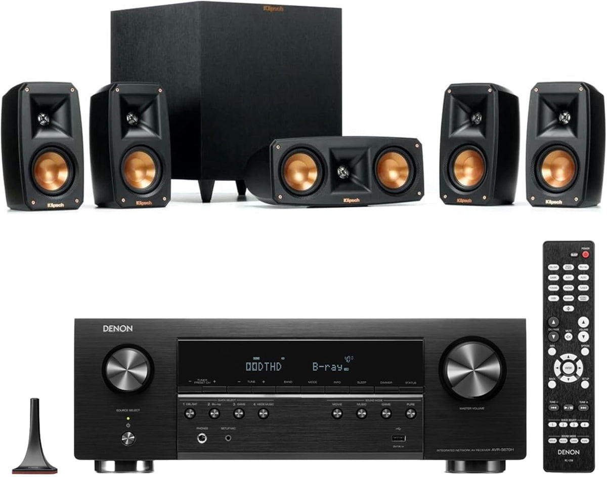 Klipsch Reference Theater Pack 5.1-Channel Speaker System + AVR-S770H 75W 7.2-Channel 8K Network AV Receiver with HEOS