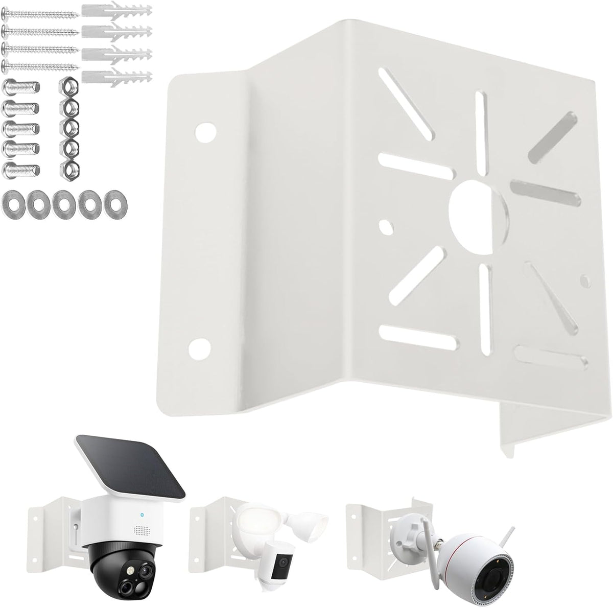 Exterior Wall Corner Mount Bracket for Surveillance Systems, Corner Holder for Security Cameras, White