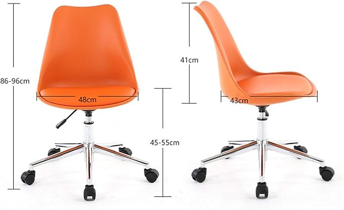 Mlaea Apartment Dining Chair Classroom Dormitory Hotel Chair with Rolling Wheels Backrest Computer Racing Gaming Chair 48 * 43 * 86-96CM(Color:#5)