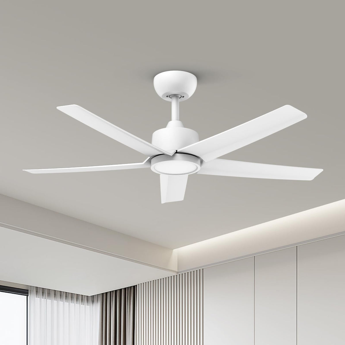 ocioc 44 Ceiling Fans with Lights,White Ceiling Fan with Light and Remote,Reversible Airflow,6 Speeds,Timer,Dimmable,Modern Ceil