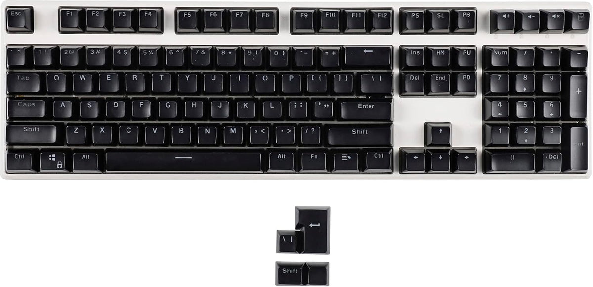 YMDK 104 Key SA Profile ANSI ISO Double Shot Keycaps for Standard MX 104 87 61 Keyboard (Black)